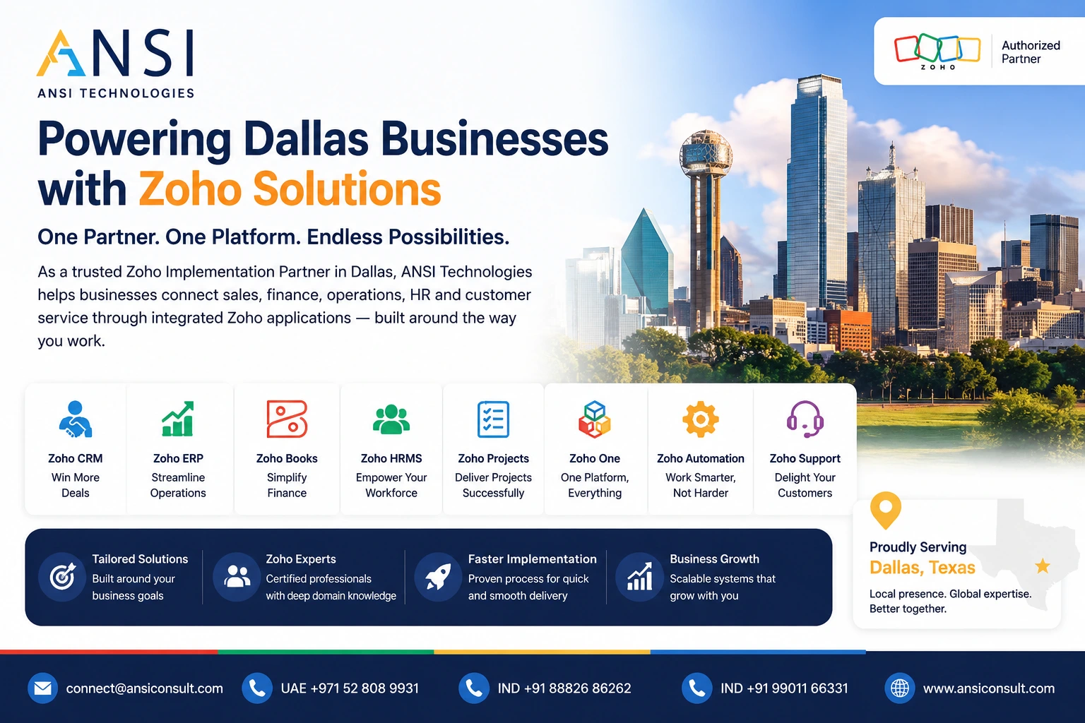 Zoho Implementation Partner in Dallas: Building Smarter CRM, ERP & Business Automation Systems